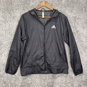 Adidas Women’s Aeroready Logo Running Windbreaker Jacket Size Small Black